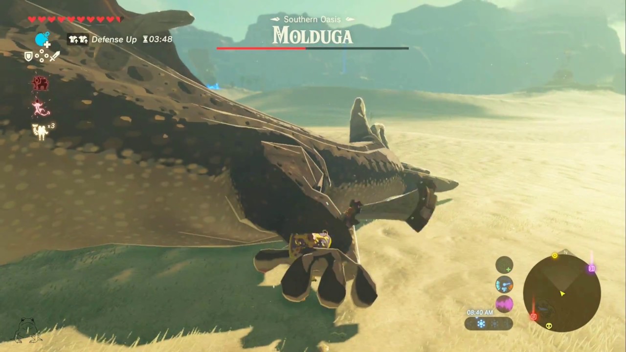 Zelda Breath of the Wild first encounter with mini boss Molduga