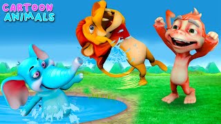 Cartoon Animals Episode 11 Elephant Sprays Water at Lion and Teaches Him a Lesson Kids Stories