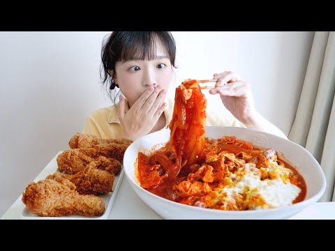 Fried chicken and glass noodles only tteokbokki MUKBANG ASMR🔥| Real Sound Eating Show :D