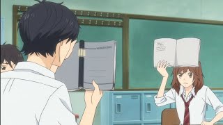 Kou ditangkap oleh gurunya dan melihat apa yang tertulis di buku catatannya (Ao Haru Ride)