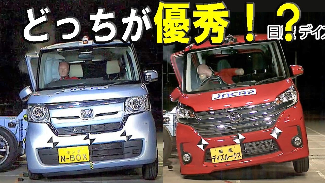 ホンダ 新型n Box Vs 日産 デイズルークス 衝突安全 どっちが優秀 Youtube ホンダ 新型n Box Vs 日産 デイズルークス 衝突安全 どっちが優秀 Youtube