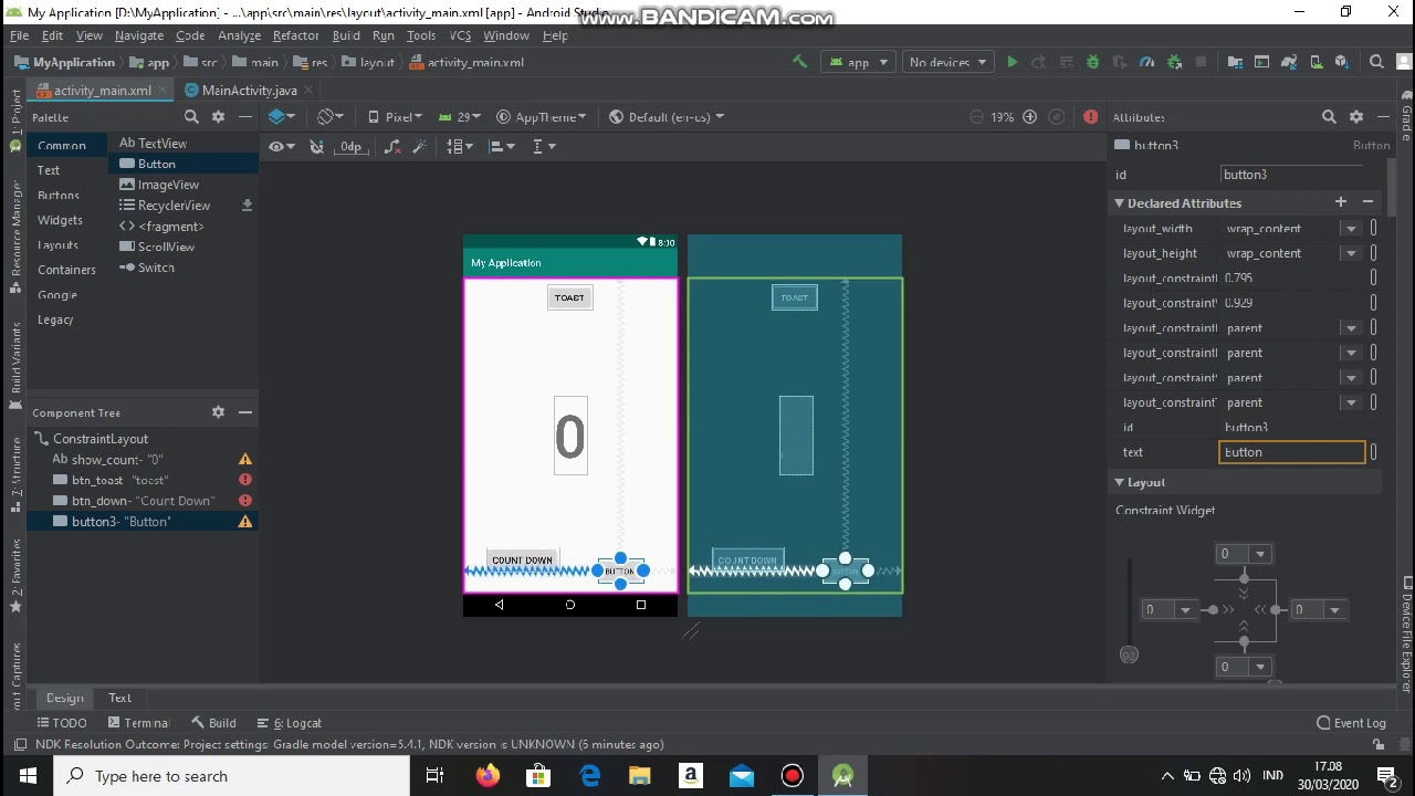 Cara membuat 3 button dan 1 textview menggunakan android studio - YouTube