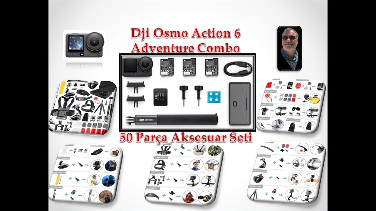 Dji Osmo Action 6 Adventure Combo ve 50 Parça Aksesuar Seti
