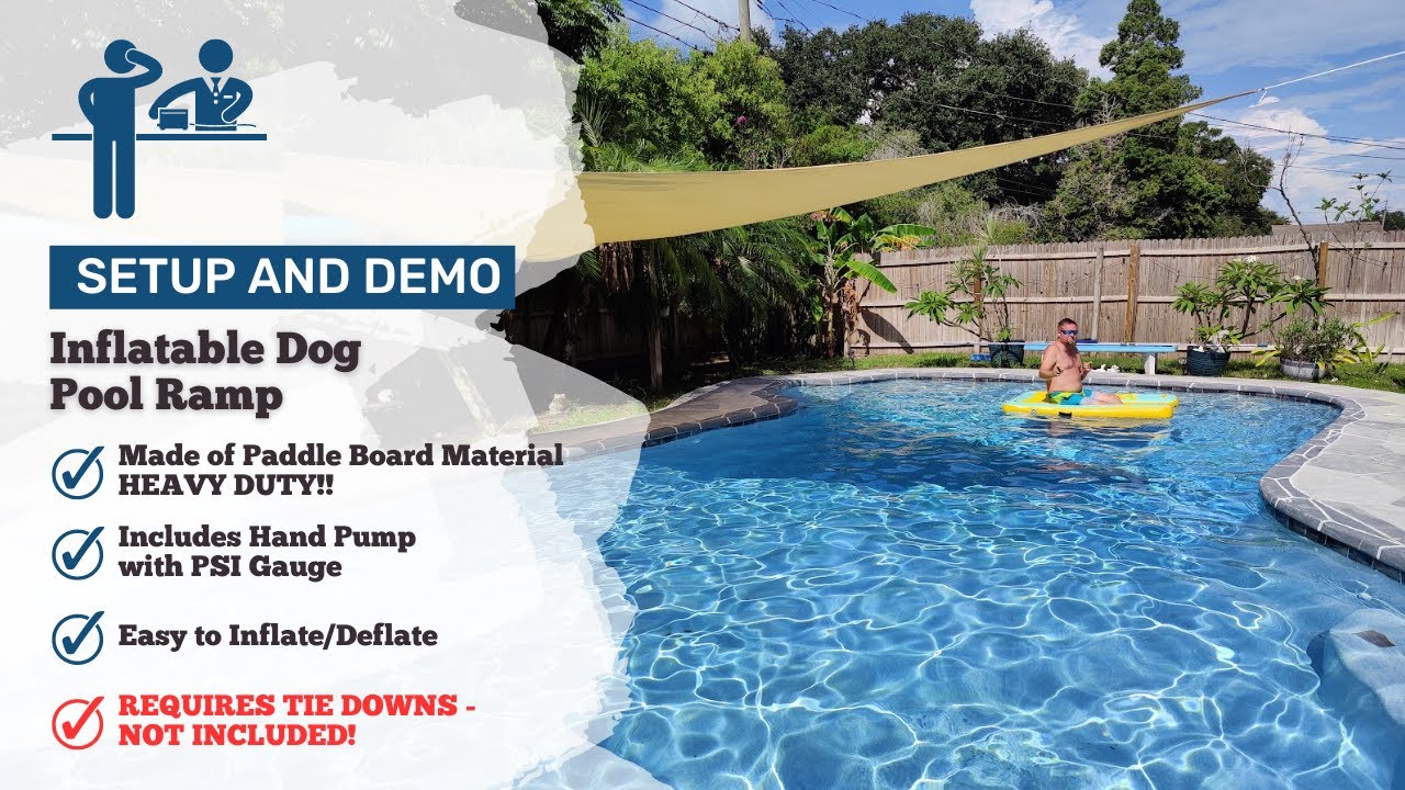 Lesotc Inflatable Dog Boat Ramp – Floating Dock & Pool Ladder For Dogs Up To 130 Lbs