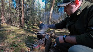 Одиночный поход в лес. Готовлю обед на Печке-Щепочнице. Весна 2024