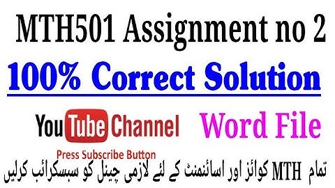 MTH501 Assignment No. 2 Correct Answers With Word File| Virtual University| vu mth501