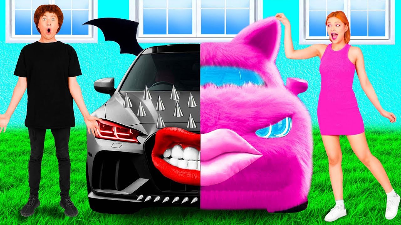 Розовая Машина vs Черная Машина Челлендж от Hahanom Top Challenges
