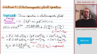 Relativistic Quantum Mechanics - Lecture 4