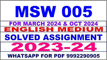 msw 005 solved assignment 2023-24 | msw 5 solved assignment in english 2024 | msw 5 2024