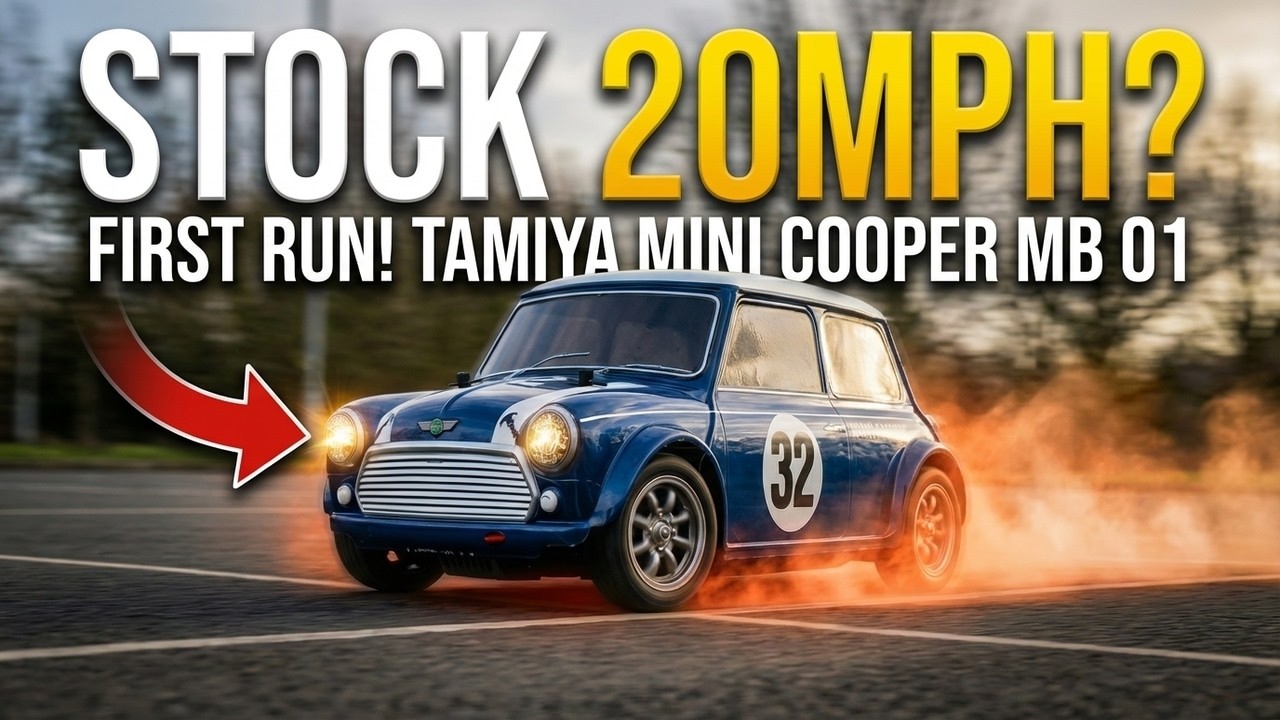 New Tamiya Mini Cooper MB 01 Speed Test - 20mph First Run! - YouTube