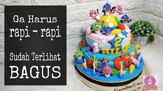 Cara menghias kue ulang tahun BABY SHARK