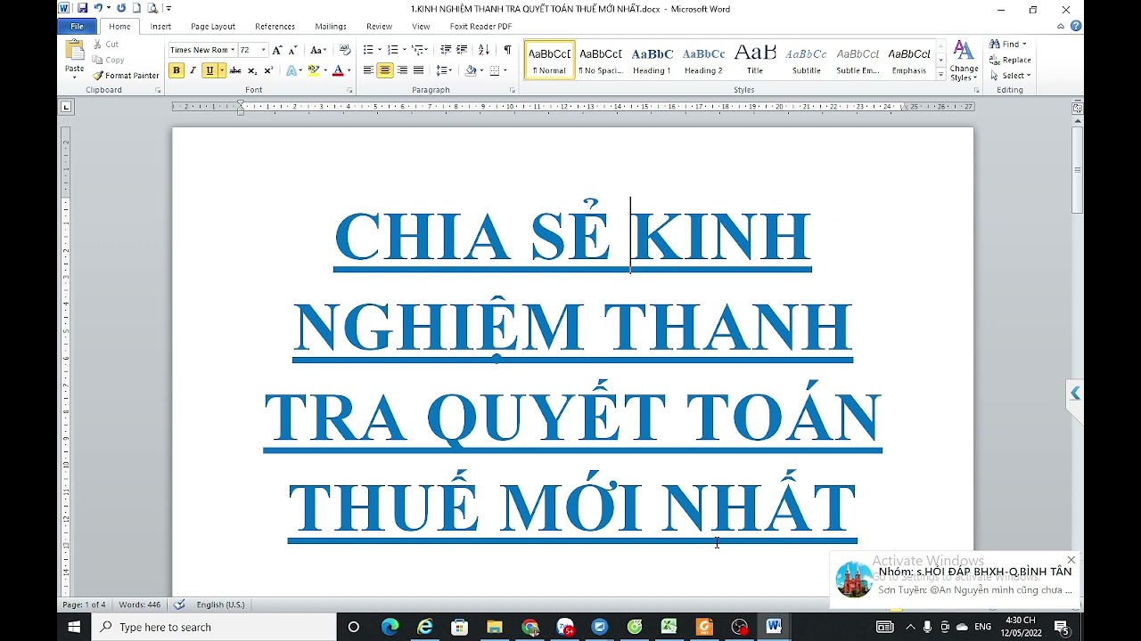 Outline Video CHIA SẺ KINH NGHIÊM THANH TRA QUYẾT TOÁN THUẾ MỚI NHẤT
