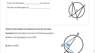 Inscribed angles that share the same arc pages 11-12