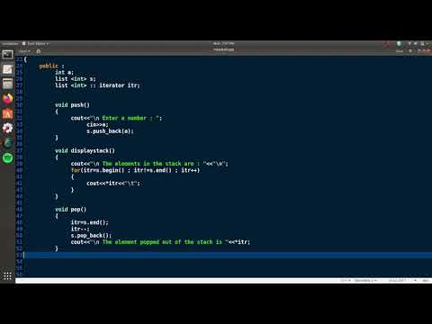 C++ Code For Implementation Of Stack Using Singly Linked List Using Standard Template Library