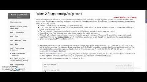 Week 2 Programming Assignment | Programming, data structures and Algorithms using python (2020)