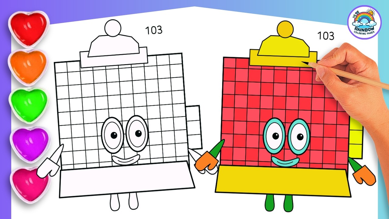 COLORING Numberblocks 103🌈 | Numberblock 103 Drawing & Coloring 🔢 For ...