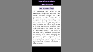 Thumbnail of Essay on Generation Gap #shorts  #ytshorts #youtube