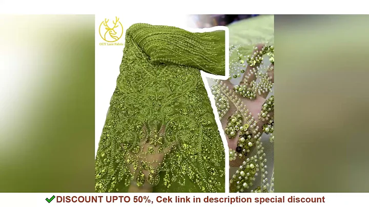 Green African Beaded Tulle Lace Fabric 2025 High Quality Luxury French Nigerian Sequins Mesh Tulle L