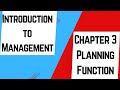 مقدمة في الإدارة الفصل الثالث وظائف التخطيط