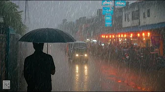 I walked in the heavy rain, nothing was visible. Relaxing Sound for Sleep Meditation. White Noise.