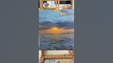 Thumbnail of Sunset ocean seascape oil painting #shorts #oilpainting #oceanpainting