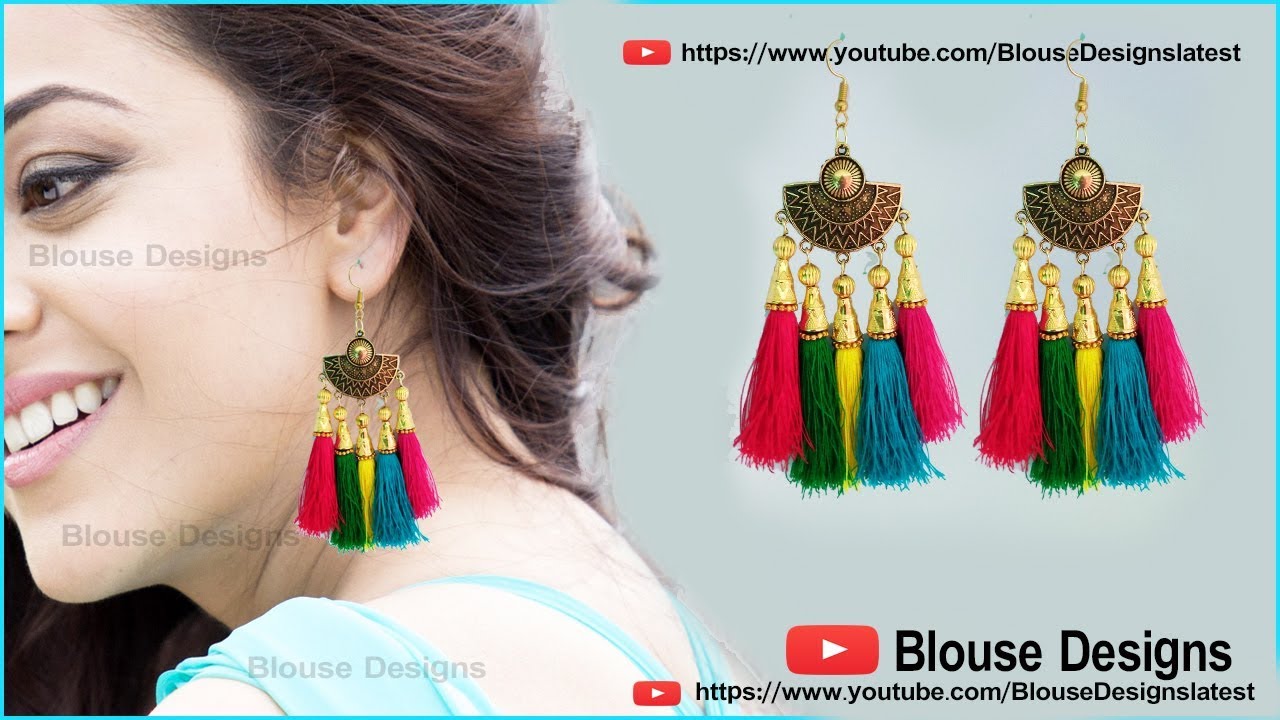 Musical harmony blue sapphire tassel earrings