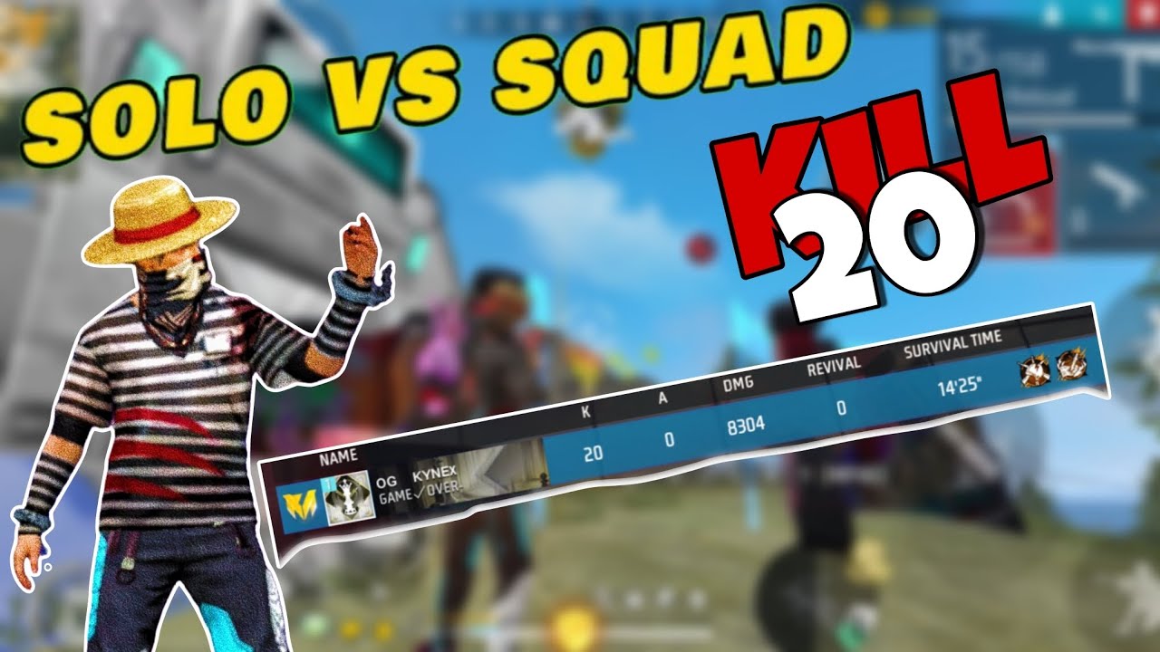 20 KILLS 💪🏻 SOLO VS SQUAD BY KYNEX - FREE FIRE - YouTube