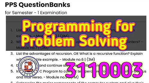 3110003-Programming for Problem Solving Imp Question Bank  #gtu #questionbank #engineering #gtu_exam