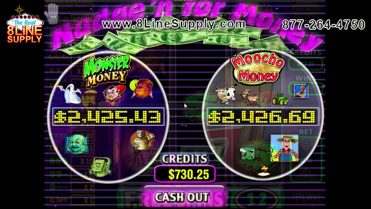 Nudge'n For Money - Monster Money / Moocho Money - Video Slot / 8Liner Game / Cherry Master