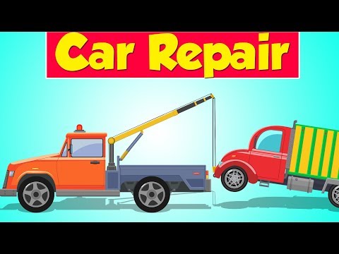 Tow Truck Garage | Truck | Car Repair | Trucks Cartoon