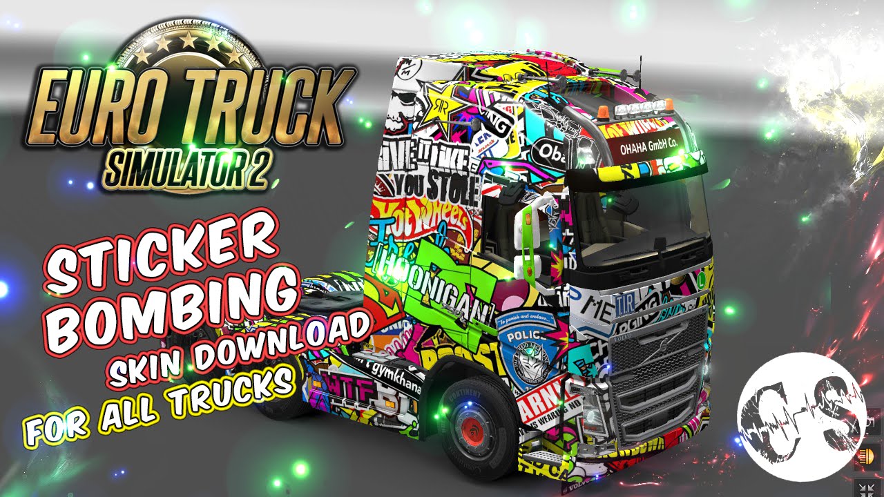  DOWNLOAD ETS 2 Stiker  Bombing Skin for All Trucks  