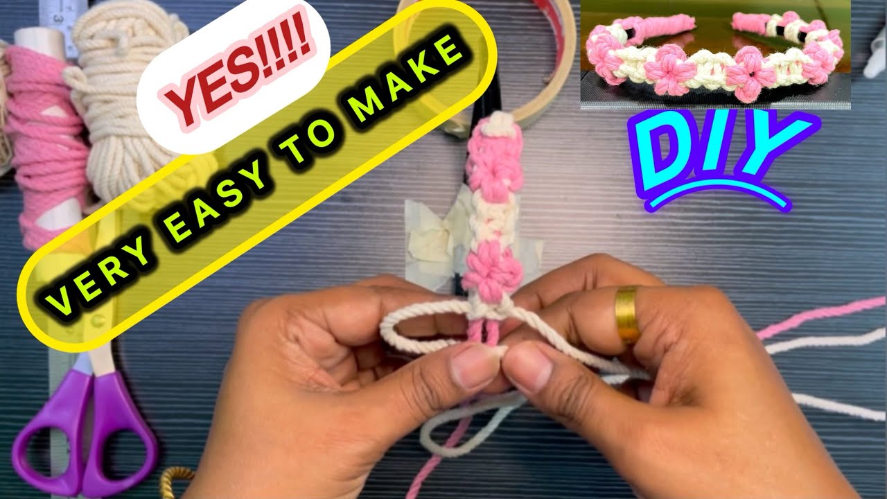 VERY EASY👉🏽MACRAME HAIRBAND TUTORIAL FOR BEGINNERS | STEP BY STEP GUIDE | DIY #simagoswamisrealvlogs