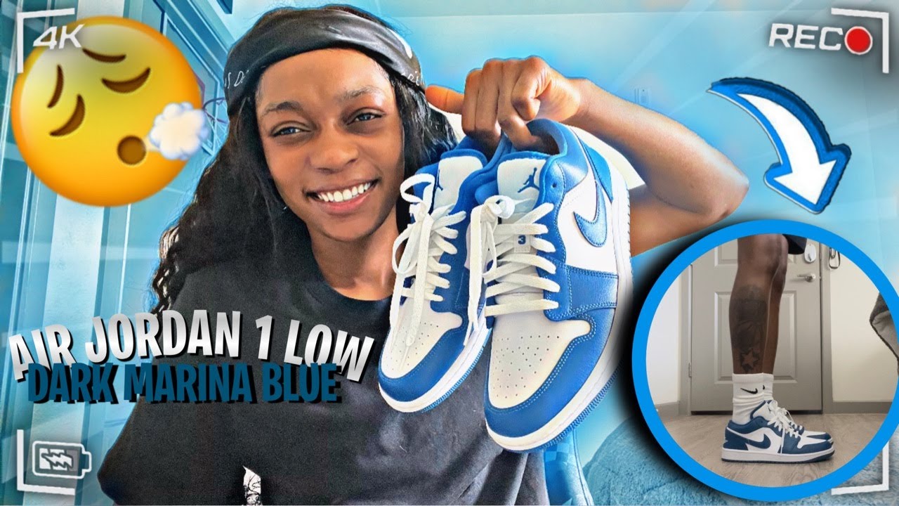 Air Jordan 1 Low - Dark Marina Blue | On Foot Review. W!!! - YouTube