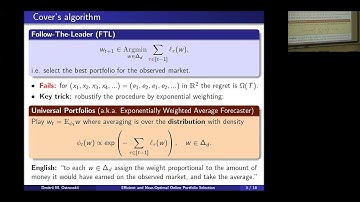 Stochastic Seminar @ Georgia Tech - "Efficient and Near-Optimal Online Portfolio Selection"