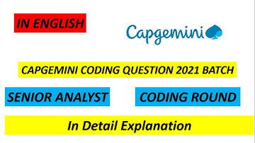 Capgemini Coding Round Questions 2 | Senior Analyst | Coding Round for 6.8 LPA | IN ENGLISH 🔥🔥