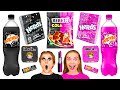ピンクVSブラックフードチャレンジ | クレイジーなハックとレシピ DaRaDa Challenge
