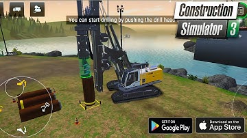 build bridge foundation with rotary drill machine || Construction simulator 3 the game