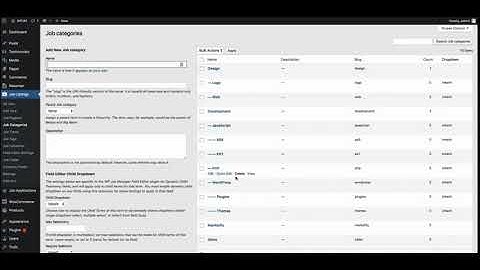 WP Job Manager Field Editor - Dynamic Taxonomy Child Dropdowns