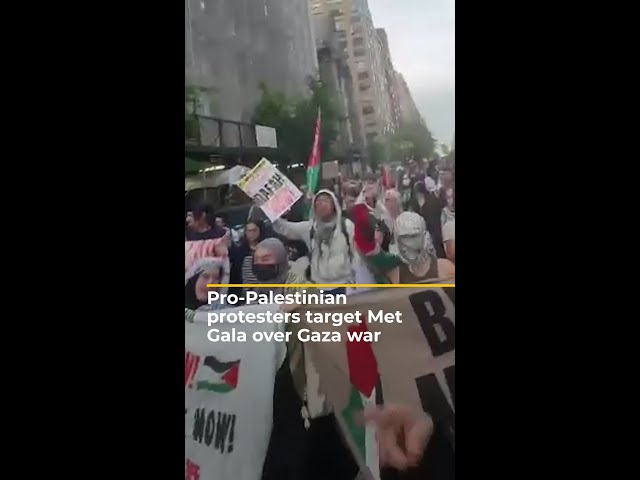 Pro-Palestinian protesters target Met Gala over Gaza war | #AJshorts class=