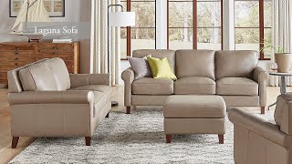Hydeline Furniture Laguna Top Grain Leather Sofa in Taupe