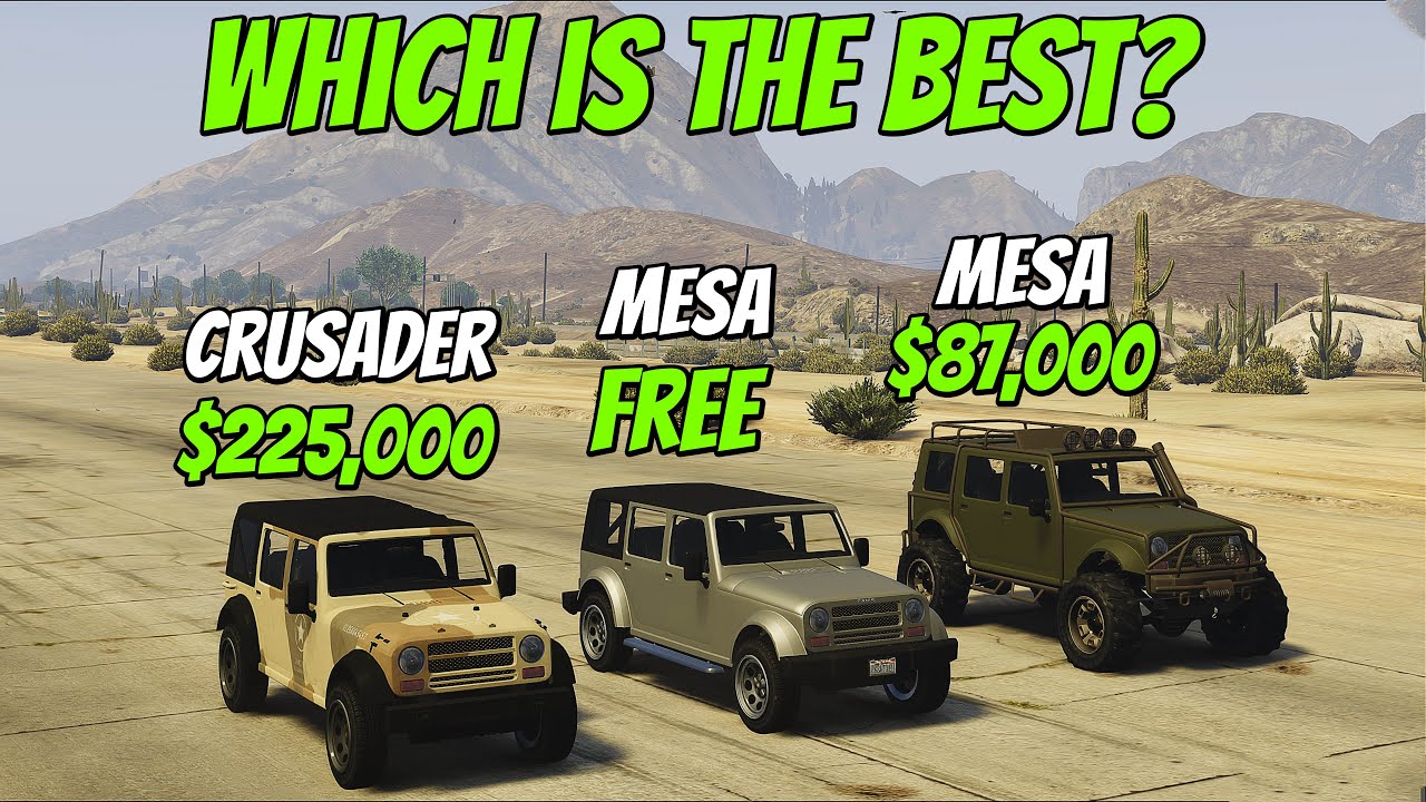 Which Jeep is the BEST in GTA 5 Online? Mesa, Off-road Mesa or the Crusader  - YouTube