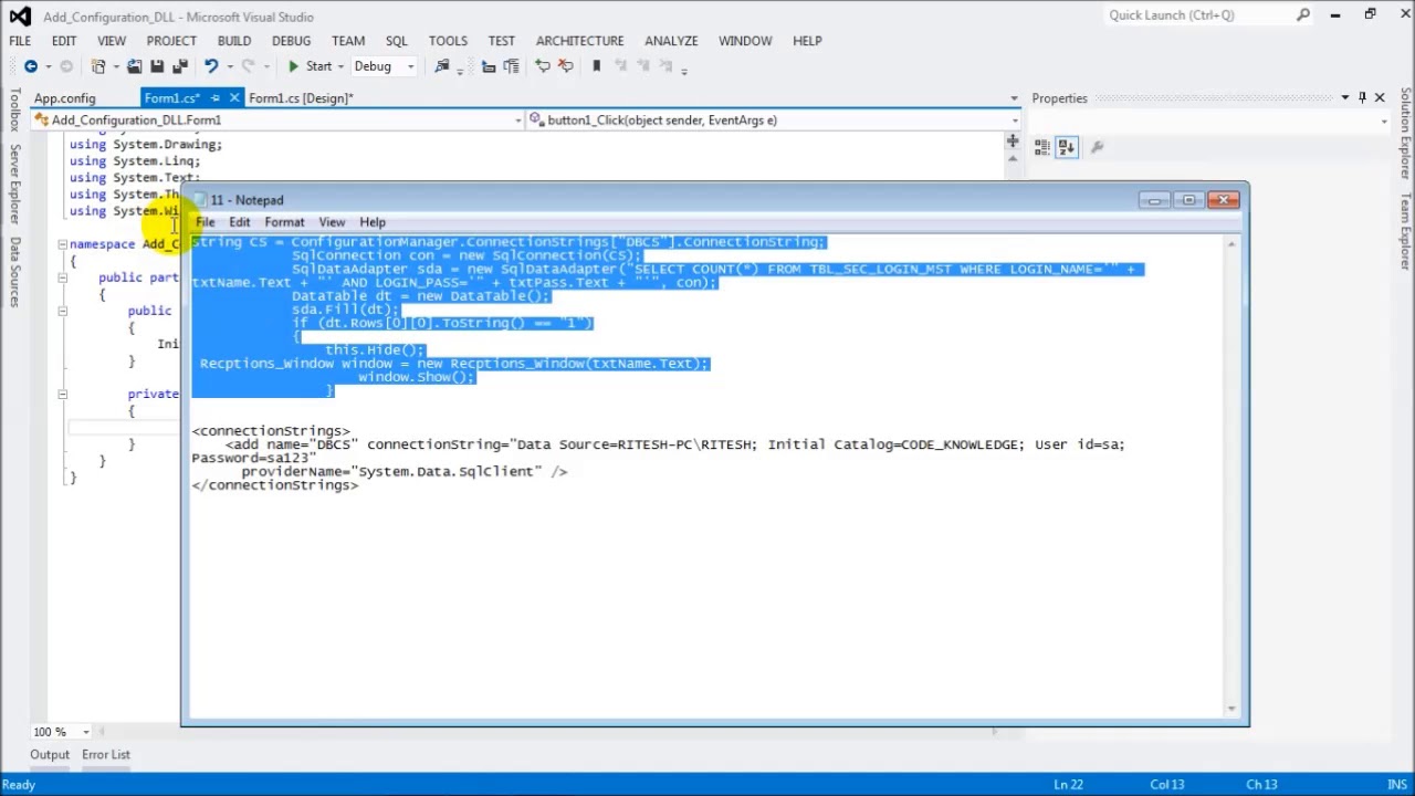 Add Configuration dll file Into Window Form Application - YouTube