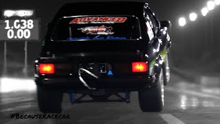 Wheels UP in the 800HP+ F1A Procharged Torana!  406ci SBC 'FUGLY' at the Radial Prepped Track Hire!