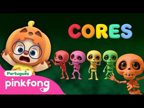 🌈 Aprenda as Cores com Esqueleto e Escorregador💀 | Cores Halloween | Pinkfong! Canções para Crianças