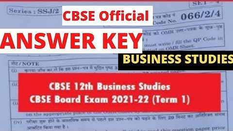 CBSE Official Answer key Class 12th business studies exam set 4 code 066/2/4 Date 8 December 2021