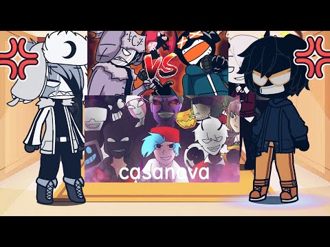 Fnf mods react to Ruv vs Whitty - Animation and Casanova but every character sings it Gacha (cringe)