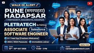 Pune Walk‑In 🚀 Pletratech Hiring Freshers – Associate Software Engineer | Salesforce Jobs! screenshot 3