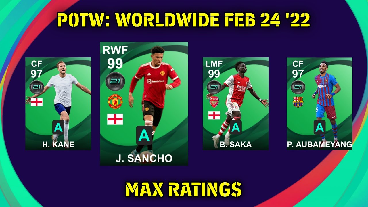 POTW: Worldwide Feb 24 '22 Players Official Max Ratings || Pes 2021 Mobile