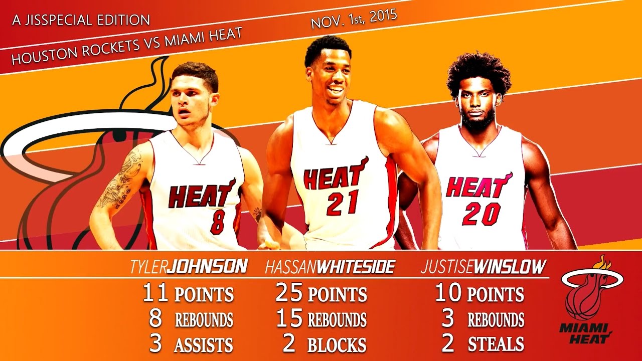 Heat Rockets Vs He Rockets 2015.11.01 Rockets vs Heat T. Johnson, Whiteside, Winslow Highlights ...