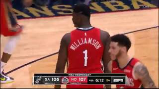 Zion Williamson - 17 straight points on NBA Debut - San Antonio Spurs @ New Orleans Pelicans